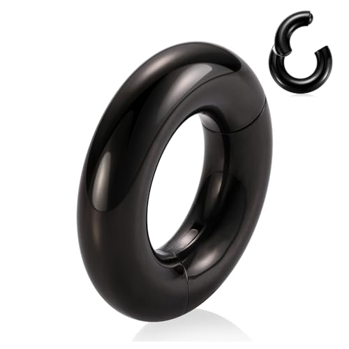 FUNLMO 0g Septum Jewelry PA Piercing Jewelry Ear Weights for Stretched Ears Nose Ring Surgical Steel Segment Ring CBR Men Septum Clicker 16mm Black