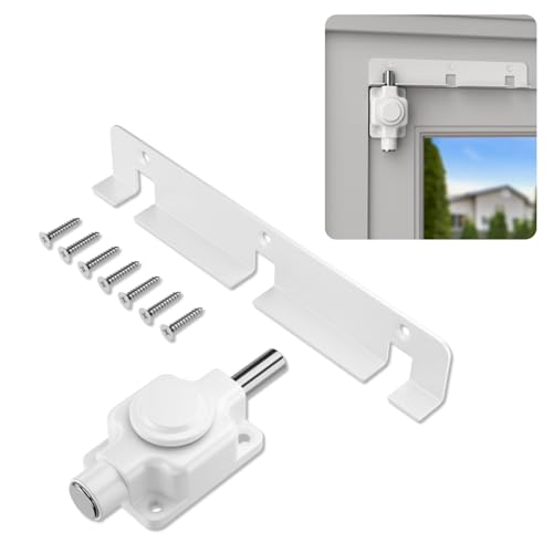 Securityman Patio Lock for Sliding Glass Door & Window - Adjustable Ventilation, Child & Pet Safe - Sliding Glass Door Security with Button Actuation, Metal Shaft – Patio Door Lock with Airflow Access