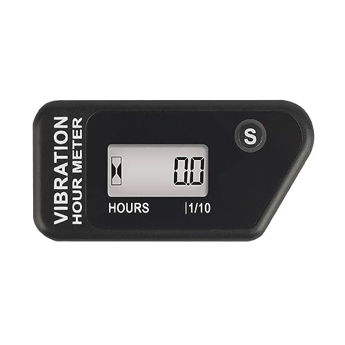 Runleader Digital Self Powered Hour Meter,Vibration Activated,Resettable Job Timer, User Lock Shutdown for Generator Marine ATV Lawn Mower Motor(Black)