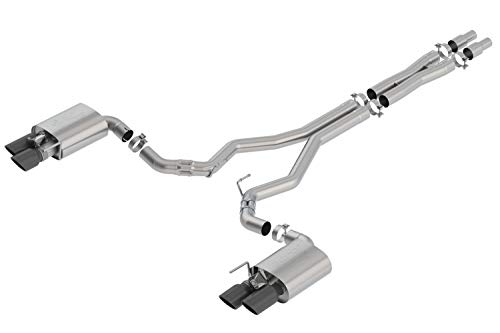 BORLA 140743BC Cat-Back Performance Exhaust System for 2018-2023 Ford Mustang GT (Inc. Bullitt) V8 T-304 Stainless Steel ATAK Sound Dual Split Rear Exit Dual 4" Round Black Chrome Tips On Each Side