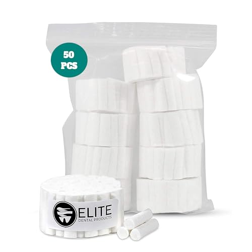Dental Cotton Rolls - 100% High Absorbent Rolled Cotton for Mouth and Nose - #2 Medium 1.5" Non-Sterile (50)
