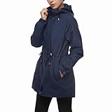 Rokka&Rolla Women's Water-Resistant Anorak Hooded Rain Jacket Trench Coat