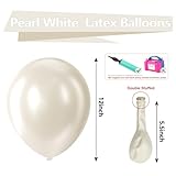 Bezente Pearl White Balloons Latex Party Balloons - 100 Pack 12 inch Round Helium Doubled Pearl White Balloons for Anniversary Wedding Baby Shower Birthday Party Decorations