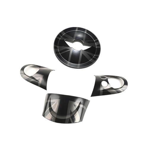 Steering Wheel Panel Button Cover Styling Sticker for Mini Cooper R55 R56 R57 R58 R59 R60 Car Accessories(The Black Flag A)