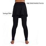 ANIVIVO Skirted Yoga Legging for Women,Skirted Capri Tennis Leggings Pants&Tennis Clothing Legging with Skirts(Black-Legnth,XL)