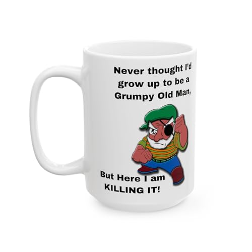 Grumpy Old Man Coffee Mug – Funny Gift for Men – Never Thought I’d Grow Up to Be a Grumpy Old Man, But Here I Am… KILLING IT