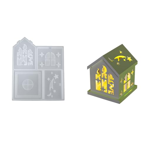 Love and Peace Dove Candle Holder House Silicone Mold, Epoxy Resin & Gypsum Molds for Mini Candle Night Lights and Candle House Decor Ornaments, Ideal for DIY Wax Aromatherapy Crafts (Love & Stars)