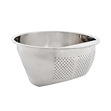 Helen's Asian Kitchen Professional Rice Washing Bowl – Stainless Steel Rice Rinser Strainer with Side Drainer, 3-Quart Capacity. Ideal for Quinoa, Rice, Grains, Legumes, Vegetables. Kitchen Essential