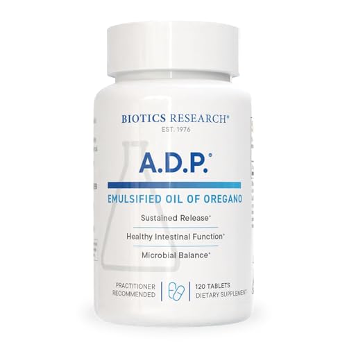 Biotics Research A.D.P. Emulsified Oil of Oregano Tablets for GI Health -Sustained Release for High Absorption Contains Carvacrol, Wild Oregano Oil 50mg/S - Patented Formula -Non GMO –120 Tablets