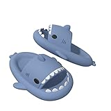 ChayChax Boys Girl Cloud Shark Slides Non-Slip Novelty Open Toe Sandals Extremely Comfy Cushioned Thick Sole Cute Cartoon Shower Slippers Indoor & Outdoor，Haze Blue，5-6 Big Kid