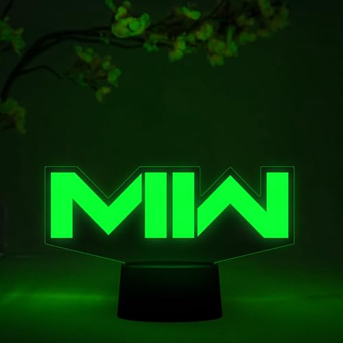Otaku Lamps Modern Warfare II Logo Call of Duty – Gaming Lamp Figure Night Light, 16 Color RGB LED – Remote, 3D Streaming Room Décor Gift for Gamers