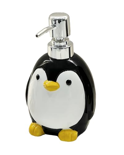 123Arts Ceramic Lotion Dispenser, Penguin Soap Bottle with Pump,400ml,13.3oz