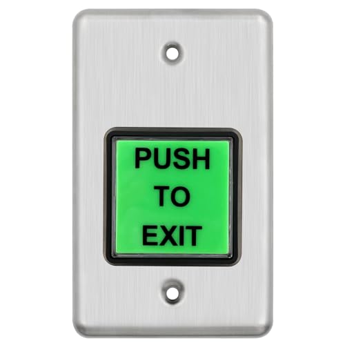 Push to Exit Button，Stainless Steel Door Bell TypeGreen Square Request to Exit Button Standard Size for Door Access Control with Green LED Square NC COM and NO Out (silver【 115L70W70H（mm）】)