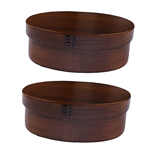 ABOOFAN 2pcs Japanese Bento Box Wood Splitter Lunch Box Japanese Food Box Japanese Food Container Portable Lunch Containers Wood Lunch Box Lunch Sushi Box Bento Box Japanese Style Wood