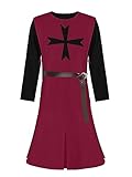 Gafeng Men's Renaissance Costume Knights Templar Crusader Tunic Medieval LARP Halloween Adult Two Piece Outfits