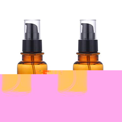 2PCS 80ML/2.7OZ Amber Plastic Empty Pump Bottles Refillable Cosmetic Remover Oil Container Makeup Sample Case Storage Reusable Facial Care Vessel Emulsion Dispenser for Emulsion Essence Body Wash