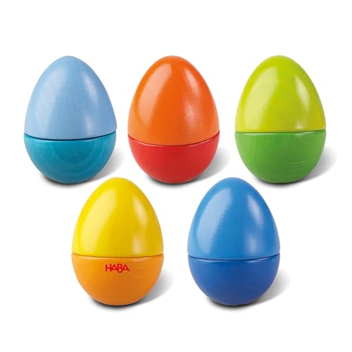 HABA Fun with Sounds Wooden Eggs - 5 Acoustic Sounds, Made in Germany, Kids Musical Instruments, Toddler Sensory Toys Montessori Toys for 2 yrs+