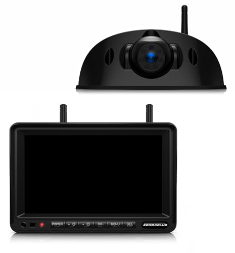 ZEROXCLUB 1080P 7" Wireless RV Backup Camera System, Compatible with Furrion Pre-Wired RV Truck Trailer, DVR Monitor & IR Night Vision Rear View Camera, IP69 Waterproof, Adjustable Parking lines, BW7M