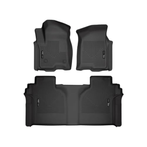 Husky Liners Weatherbeater Floor Mats | Fits 2019 - 2024 Chevrolet Silverado & GMC Sierra 1500; 2020-2024 Silv./Sierra 2500/3500 Crew Cab w/Carpet & Underseat Stg | Front & 2nd Row, 3-pc Black - 94021