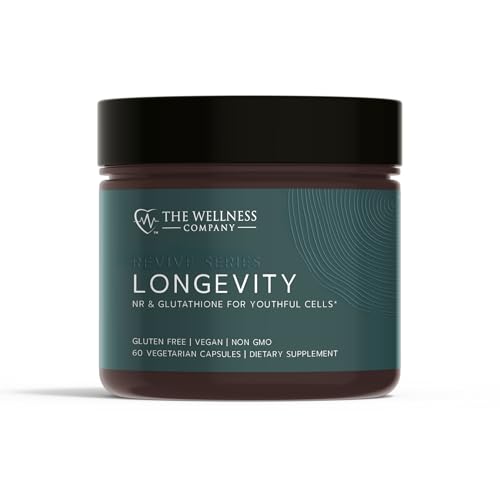 The Wellness Company Longevity | 60 Capsules (1 Month Supply) | with NR and Glutathione for Youthful Cellular Function | Non-GMO, Vegan, Gluten Free | for Optimal Energy Levels and Vitality