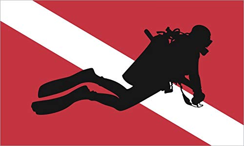 StickerTalk Scuba Diver Down Flag Vinyl Sticker, 5 inches by 3 inches