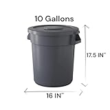 MOLFAR 10 Gallon Round Ingredient Bin & Commercial Trash Can with Lid - Storage Solution for Kitchen & Facility Waste Management Bulk Ingredient Storage (Gray)