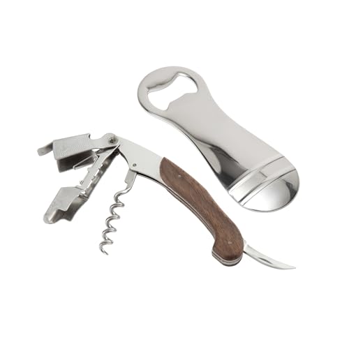 Crafthouse Signature Collection 18/10 Stainless Steel, 2 Piece Wine and Bottle Opener Set, Silver