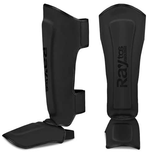 Raytos Shin Guards for Martial Arts Perfect for Kickboxing, Karate, Judo, and Mixed Martial Arts. PU Leather and Triple-Layered Lining. shin Guard,vailable in S/M/L Sizes (Black, M)