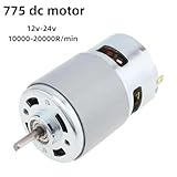 775 DC Motor 12V-24V DC Motor High Torque DC Motor 10000-20000 RPM Dual Ball Bearings Quiet Power Wheels Motor Upgrade DC Motor（with Bracket） (2Pack - D Shaft Motors)