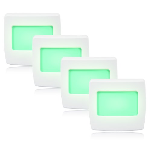 Maxxima Mini Green Always On LED Night Light - Ideal Plug-in Lighting for Bedrooms, Bathrooms, Kitchens, Kids' Nursery, Hallways, Stairs or Any Dark Room or Space at Home - 4 Pack