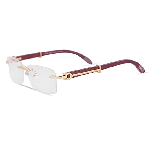 RSINC Rimless Wooden Classic Retro Style Golden-Brown Frame/Eyeglass/Spectacle For Men And Women 50-18-135