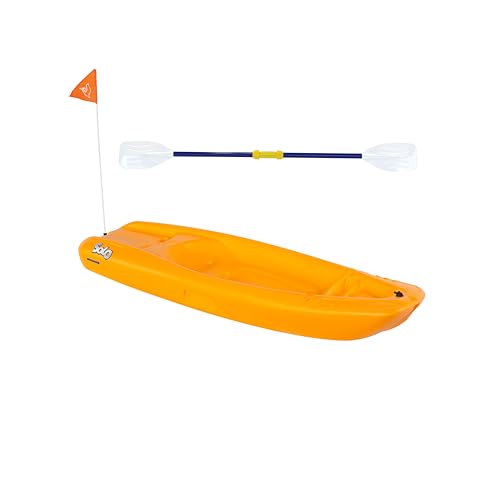 Pelican Solo 6 Feet Sit-on-top Youth Kayak Kids Kayak|Perfect for Kids Comes with Kayak Accessories, Paddle and Safety Flag (seat not Included), Yellow, One Size