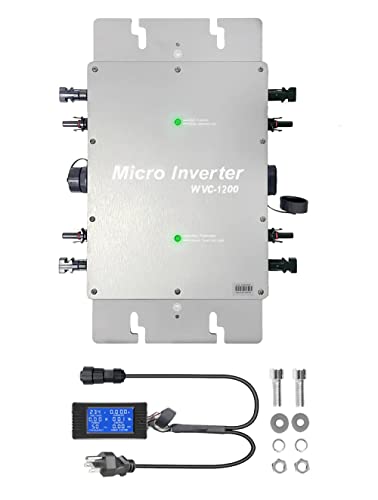 Y&H 1200W Solar Grid Tie Micro Inverter with AC Data Monitoring Display Screen Waterproof IP65 MPPT DC28-50V PV Input AC80-160V Output for 36V Solar Panel