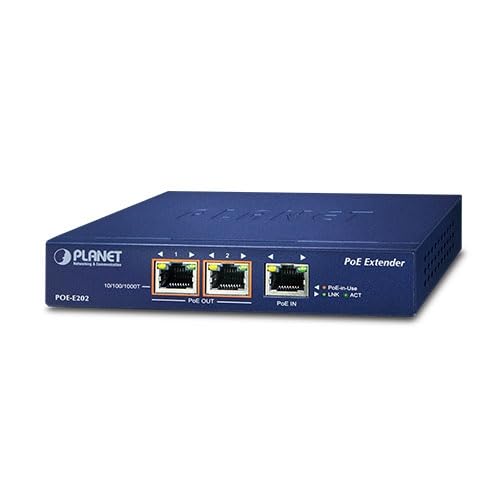 POE-E202 Extender - 1-Port 802.3at PoE+ to 2-Port 802.3af/at Gigabit PoE Extender, 0 ~ 50 Degrees C ( Planet )