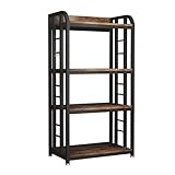 lovemanxi Microwave Oven Stand with Storage 4 Tiers, Free Standing Microwave Oven Stand Coffee Bar Adjustable Kitchen Shelves Kitchen Storage Shelf Rack for Spices, Pots(Brown)