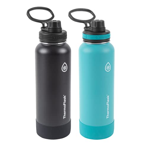 Thermoflask Double Wall Vacuum Insulated Stainless Steel Water Bottle (Onyx Black/Splash)