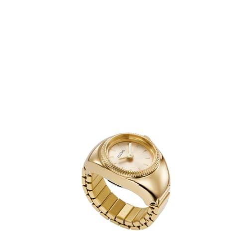 Fossil Women's Quartz Stainless Steel Two-Hand Watch Ring, Color: Gold (Model: ES5246)