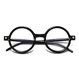 Gleyemor Retro Round Blue Light Glasses for Men Women 90s Vintage Costume Cosplay Eyeglasses (Black)