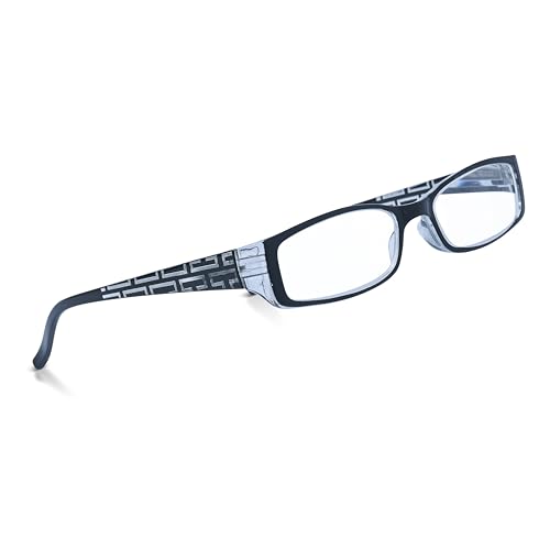 In Style Eyes Super Strength II High Magnification Reading Glasses - Full-Rimmed Rectangle Frame, Non-Polarized Lens - Black - 8.0x