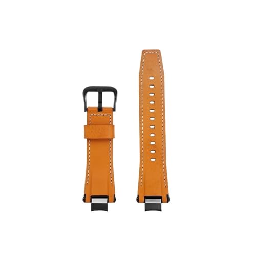 Cowhide Leather Watchband Fit for Casio MTG-B3000 Stainless Steel Adapter Men Nylon Watch Strap(Orange Black)