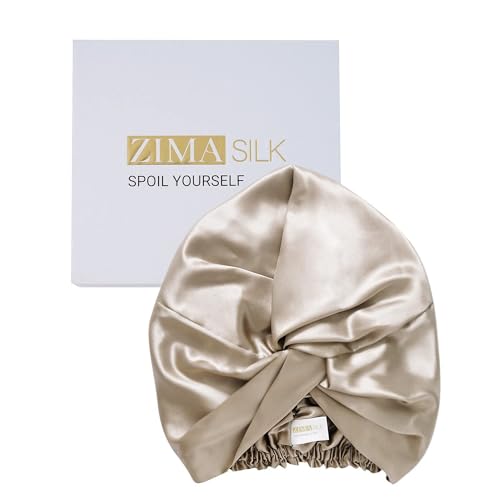 ZIMASILK 22 Momme 100% Mulberry Silk Bonnet for Sleeping & Women Hair Care, Highest Grade 6A Silk Hair wrap for Sleeping with Premium Elastic Stay On Head (1Pc, Taupe)