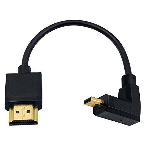 Duttek Micro HDMI to Standard HDMI Cable, Micro HDMI to HDMI Adapter Cable, Extreme Thin UP Angled Micro HDMI Male to HDMI Male Cable for 1080P, 4K, UltraHD, 3D, Ethernet (6 inch/ 15cm)