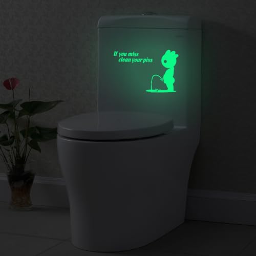 Glow in The Dark Toilet Stickers Decals for Bathroom, Toilet Lid Decals and Toilet Seat Decals Stickers, PET Waterproof Toilet Decal Bathroom Stickers for Kids and Adult Bathroom Decorations.