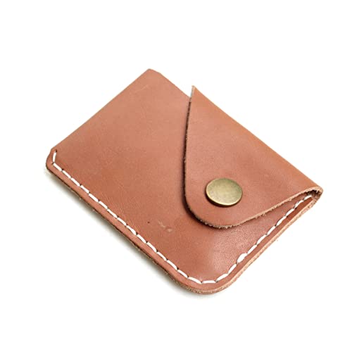 Handmade Minimalist reclaimed leather Card Case Wallet Simple Thin and Large Capacity Front Pocket Card Holder (Light Brown)