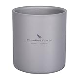 Boundless Voyage 3 in 1 Double Walled Titanium Cup Heat Resistant Mini Tea Drink Cup Outdoor Camping Mug Coffee Cups Camping Accessories (Ti3030D 450ml)