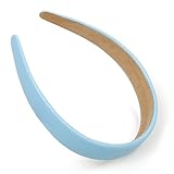 Blue Headbands for Women Light Blue Hairband Faux Leather Headband for Women and Girls Plastic Hard Head Band Solid Colors 1 Inch Thin Hair Bands