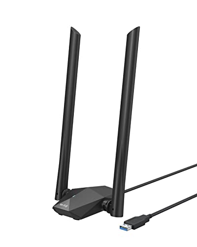 BrosTrend USB WiFi 6 Adapter AX1800 Long Range WiFi USB Adapter for PC Laptop Desktop 5GHz/1201Mbps + 2.4GHz/574Mbps Wireless WiFi Dongle USB3.0 with 2x High Gain Wi-Fi Antennas for Windows 11/10 ONLY