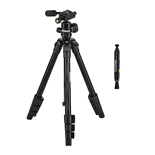 Nikon 16749 Compact Outdoor Four-Section Aluminum Alloy Tripod (Black) Bundle with Nikon Lenspen Cleaning System (2 Items)