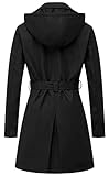 CREATMO US Women's Trench Coats Lightweight Jacket Slim Spring Fall Overcoat Outerwear with Belt Black XL