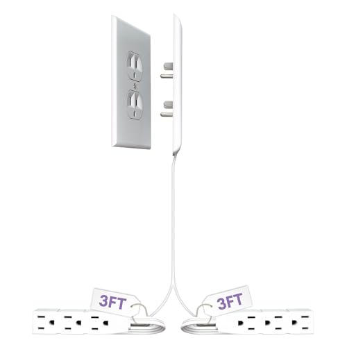 Sleek Socket Original & Patented Ultra-Thin Outlet Concealer with Cord Concealer Kit, Flat Extension Cord with Multi Outlets Power Strip, Ideal for Home Improvement, Hide Bulky and Messy Cords